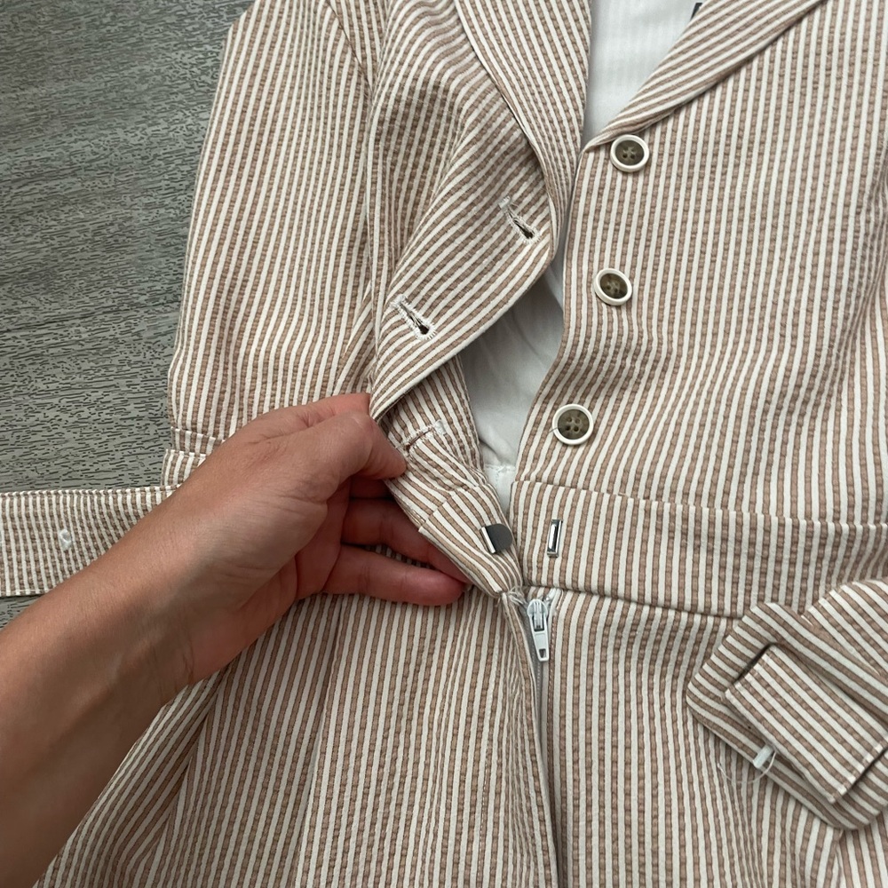 NWT belle vere Double Breasted Pinstripe Romper sz 6 - Picture 5 of 6